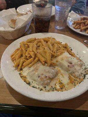 Eggplant Rollitini with spicy vodka sauce