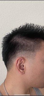 Messy uneven low fade...