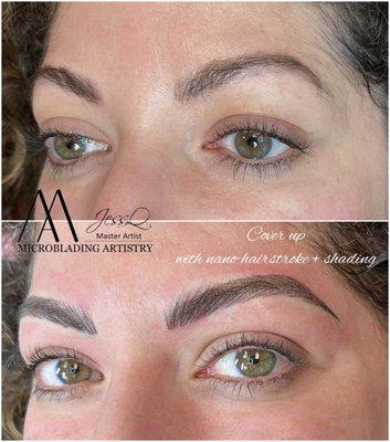 Used nano-hairstroke & microshading to cover up client's old permanent makeup done at a different studio.