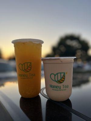 Mango Kumquat Tea ( Large ) and Milk Tea