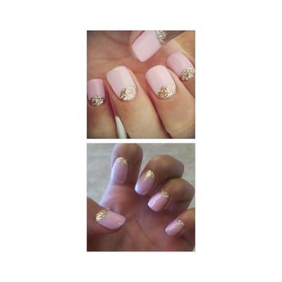 top photo is a picture I showed them and the bottom is how my nails turned out!