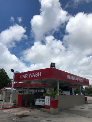 The cleaning begins at the car wash.