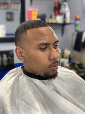 Drop Fade with razor edge up