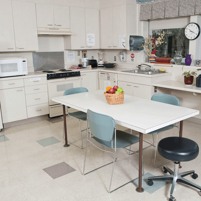 Our spacious activities room allows patients to practice cooking, laundry and cleaning before going home.