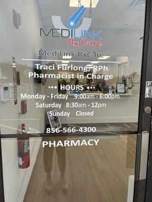 Pharmacy door sign