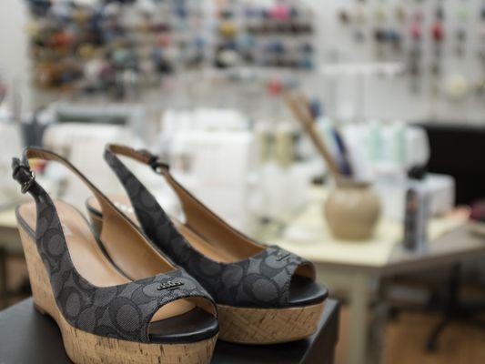 We offer an array of shoe repair services; from basic heel, buckle, strap, elastic, & eyelet replacement, to sole replacement and relining.