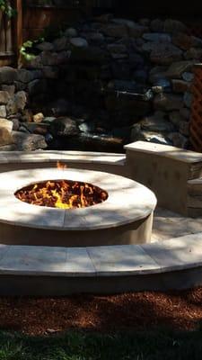 Gas fire pit. stucco finish.