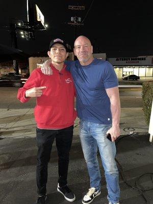 One of our valets , Christian Dighero, with Dana White. Future UFC fighter