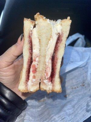 Cream cheese & jelly on toast