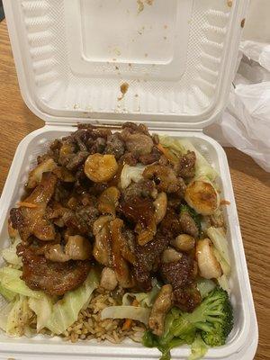 Shrimp, Beef and Chicken Hibachi