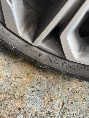 Damaged tire from a pothole in downtown sd on G st going towards the 94 freeway. Be aware of this area!!!!