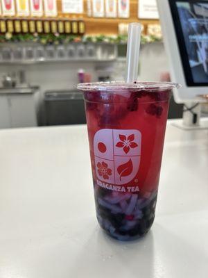 Dragon lemon tea with extra boba and extra lychee. The best drink I've ever had can't recommend enough. Way better than happy lemon