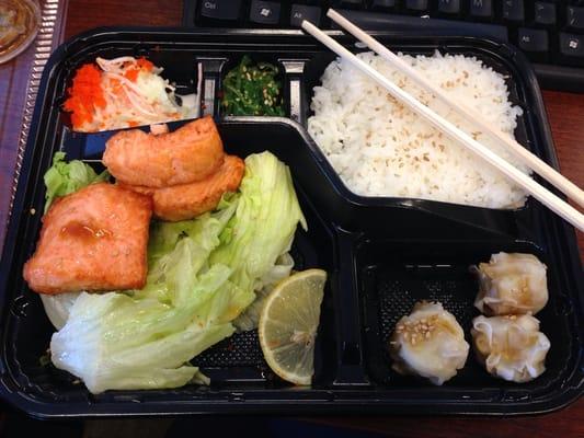 Three salmon nuggets + some frozen shumai from Sam's Club  for $11.72?! Owners are printing money here