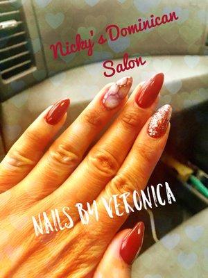 Gel fill with gel color and hand design by Veronica, Love it!