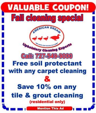 Check our website: http://americandreamcarpetcleaning.com for our latest coupons and specials!