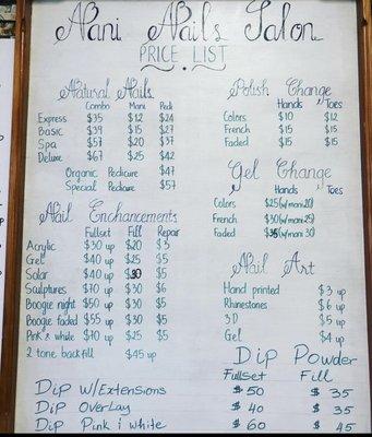 Price list