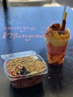 Açaí bowl and mangonada