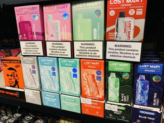 An incredible selection of disposable vapes including Lost Mary's, Elfbars, Fumes, Tysons and more. Now offering 3% & 0% disposables!