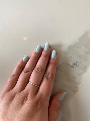 Sns "dip" powder on my natural nails in the color Mint Crush DD132