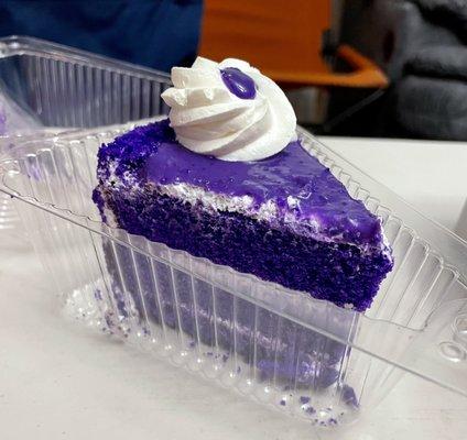 Ube overload cake slice