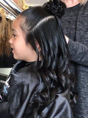 First Communion hair! Simple yet sassy!