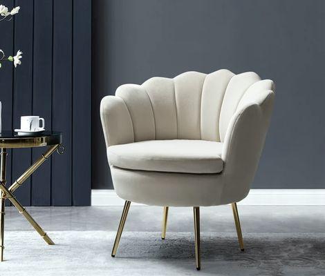 Ivory velvet chair now available to rent.