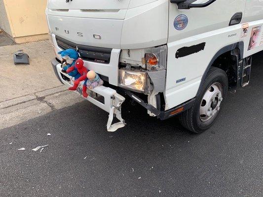 Pick up truck hit my company truck while parking