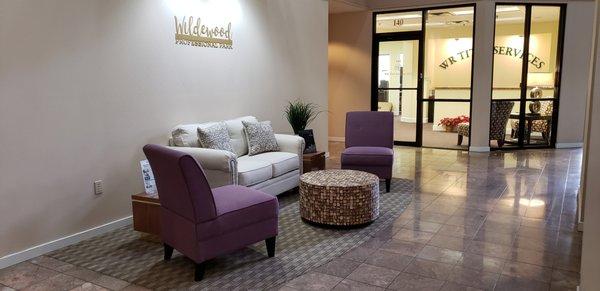 Downstairs waiting area, in the main buildings corridor.