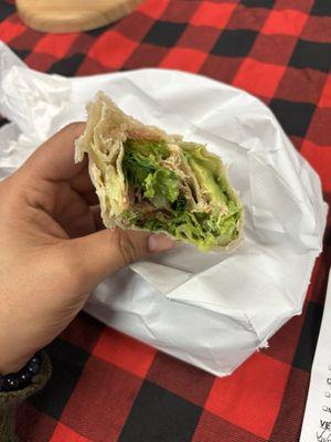 Tuna wrap or tortilla and lettuce?