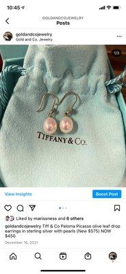 Tiff & co pearl earrings