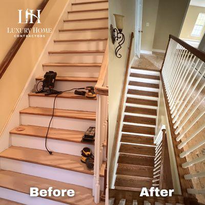 Transforming spaces one step at a time. Take look at this stunning before and after of our latest staircase project. Contact us now!