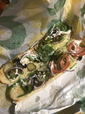 Supposed to be only lettuce and bell peppers on one and the other was everything. Definitely the worst subway ever