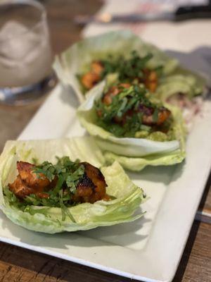 Honey Glazed Shrimp Tacos on lettuce wrap