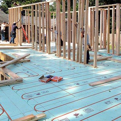 Definitely NOT a DIY. Radiant subfloor heating installation on a new building project.