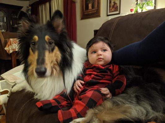 Oreo with his baby sister.