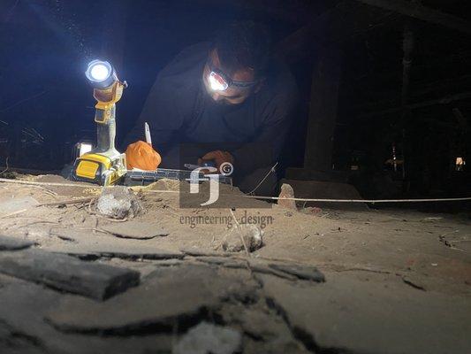 Data collection under a 2 story unit in Boyle, CA