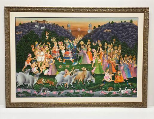 Fantastic painting from India in an ornate gold frame with Museum Glass for the best protection and clarity.