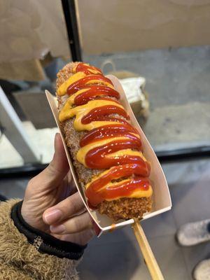 beef corndog with cheddar cheese