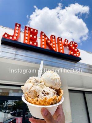 Bombastix Sundae Cone, Salted Peanut Butter w Chocolate Flecks, Gooey Butter Cake in a Waffle Bowl