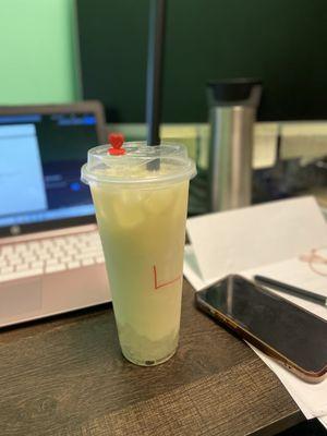 Coconut boba with lychee jellies