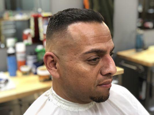 Clean side part razor fade