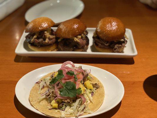 Wagyu Beef Sliders Caribbean Jerk Chicken Street Taco