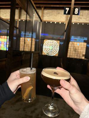 Drinks! My sister's drink and an espresso martini