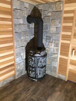 Wood burning sauna heater