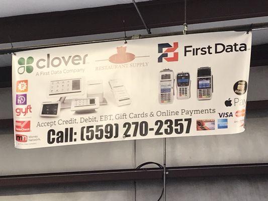 Clover POS. Call the phone on banner.