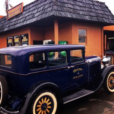 Owner Glenn Thorsson's 1929 Dodge Sedan before Nostalgia Days Parade.