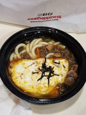 Udon with fried egg and bulgogi