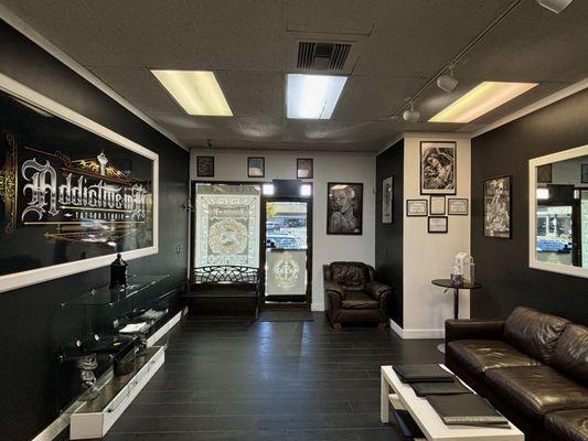 Addictive ink tattoo studio shop waiting area. Come see our recent updates. We are located on Casino rd in Everett wa.