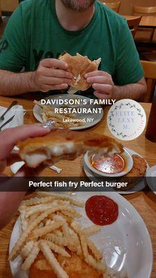 Perfect fish fry and amazing burger