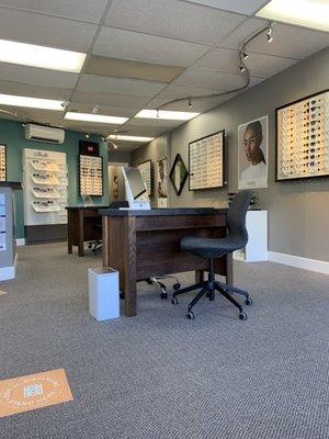 Interior with glasses on display on the walls, Friday 8 September 2023.